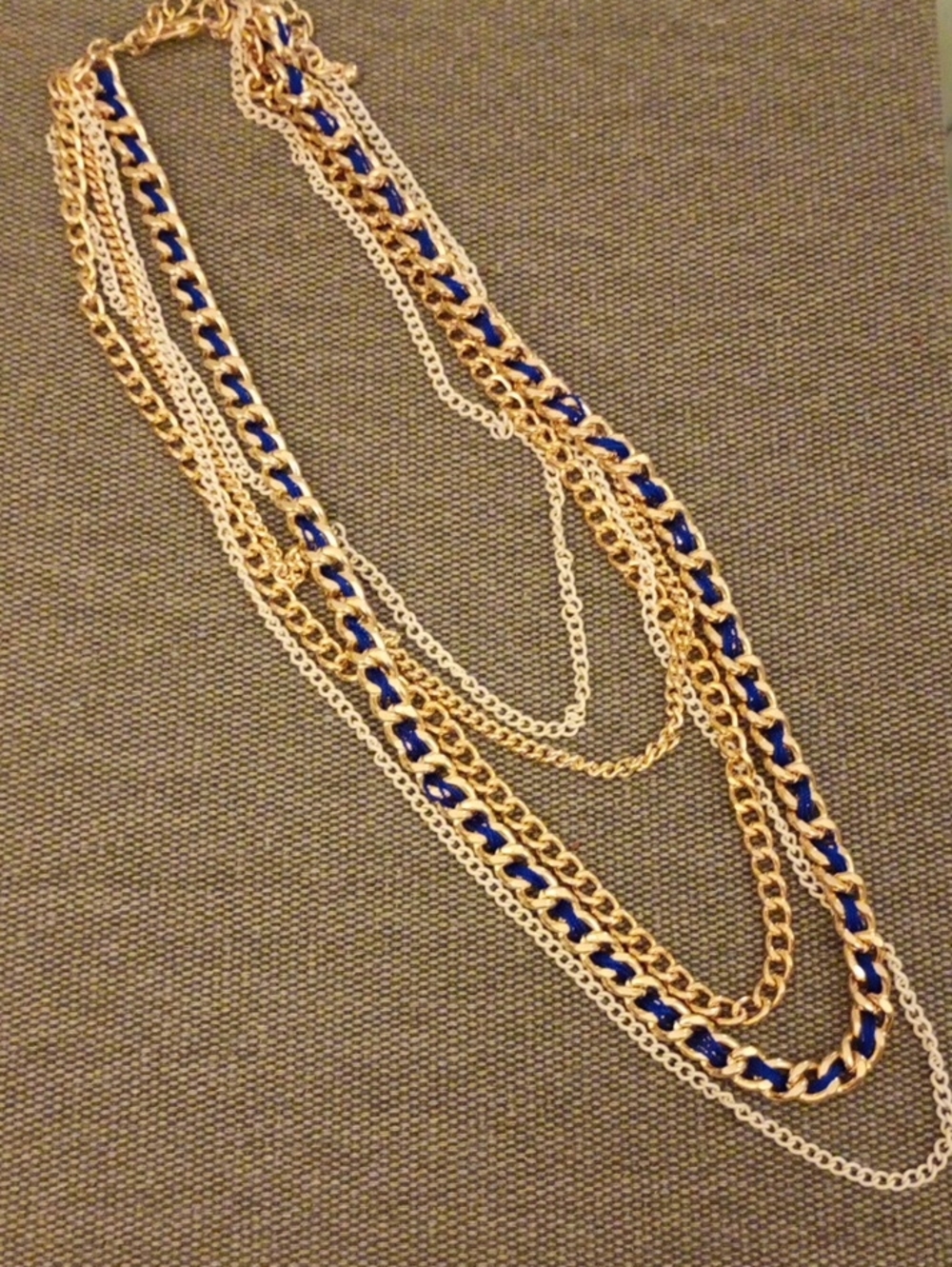 NEW Multi-Strand Gold and Blue Braided Women's Necklace
